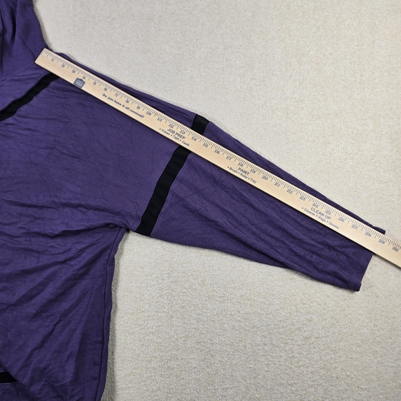 Te Verde Purple Hooded Tunic Sweatshirt Womens 3X Black Trim Pullover - Picture 6 of 8